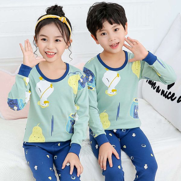 

autumn 2020 korean leisure children's pajamas, underwear for boys and girls, home suit, Blue;red