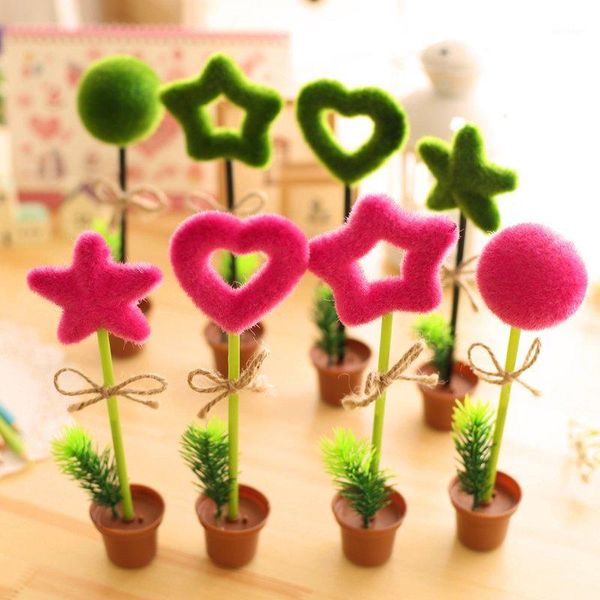 

ballpoint pens mirui south korean creative stationery personality simulation plants pen lovely green potted landscape decoration pen1, Blue;orange