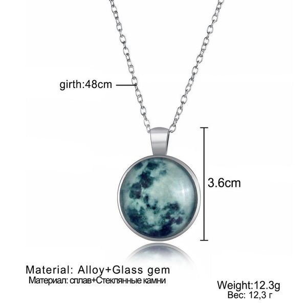 

vienkim мода светящиеся луны поверхность ожерелье 25 мм галактика планета стекло круглые кулон ожерелье рождественские световые украшения г, Golden;silver