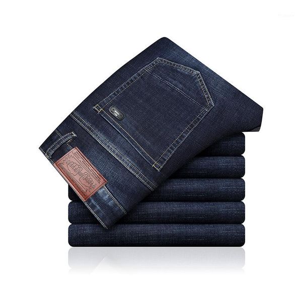 

2020 new autumn winter new fashion stretch cotton slim fit denim pants male brand trousers blue size 40 421