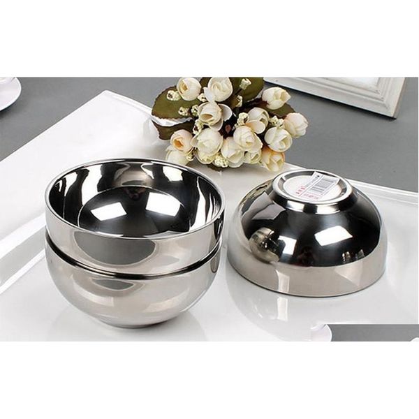 

thickening stainless steel bowl double-deck heat insulation bowl smooth edge welding anti scald soup bowl childr sqcjjj five2010