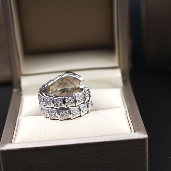 

full diamond snake rings for women new fashion wedding jewellery brand jewelry female 925 sterling silver rings, Golden;silver