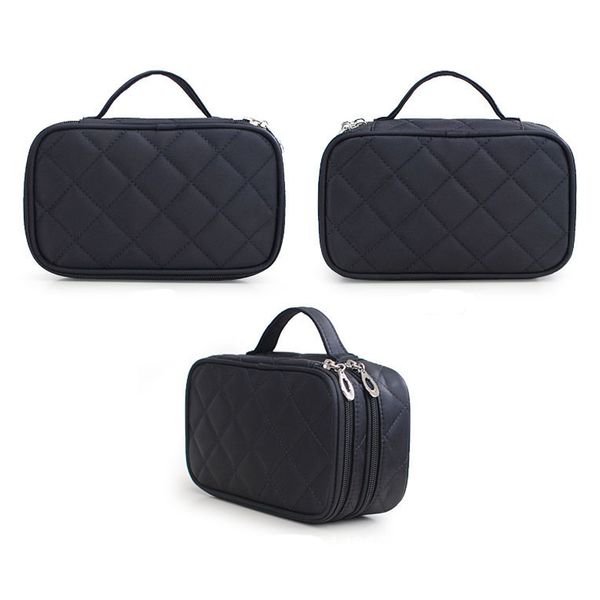 Nylon Organizador De Maquillaje Multi Funzione Grande capacità della borsa Doppio strato Cosmetic Case Makeup Train Case Mirror