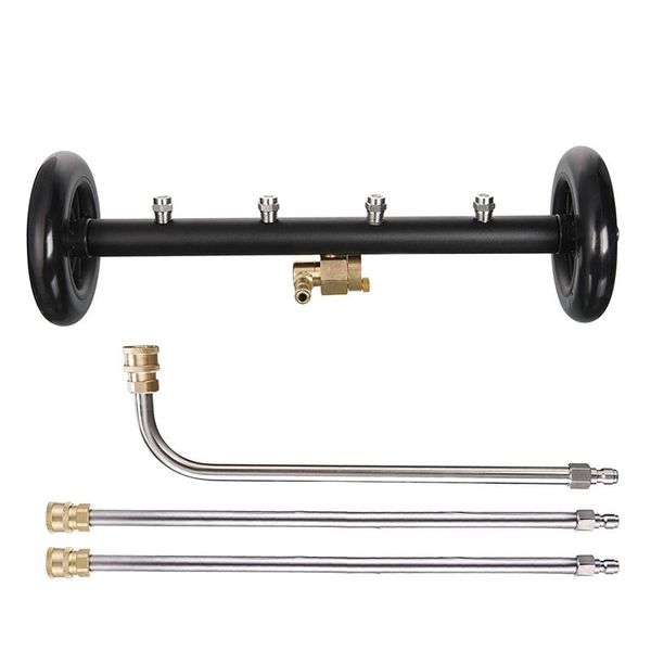 

dual-function undercarriage cleaner, surface cleaner for pressure washer, 16 inch, underbody car wash water broom with 3 pieces
