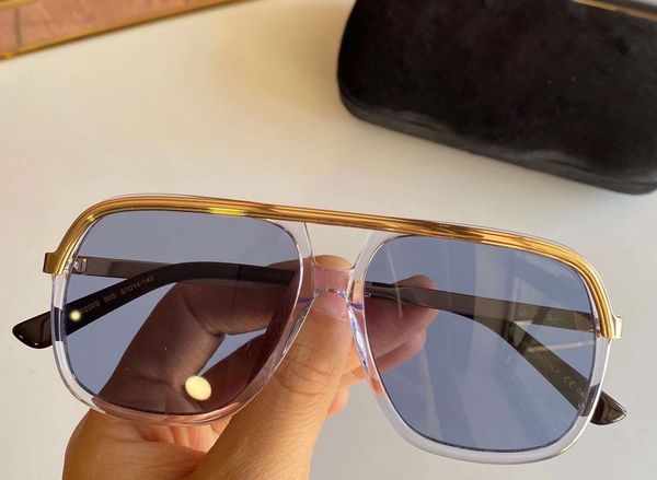 

0200 crystal gold pilot sunglasses blue lens gafas de sol de men fashion sunglasses new with box, White;black