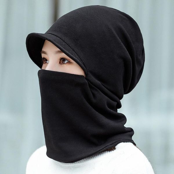 

Winter Women Knitted Hats Mask Set Add Fur Lined Warm Winter Hats For Women With Zipper Keep Face Warmer Balaclava Pompoms Cap, Blue;gray