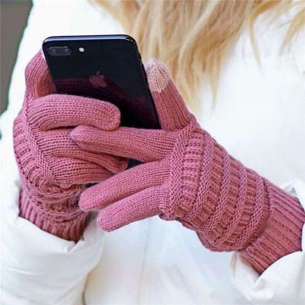 

screen men touch 15 gloves women colors winter warm stretch knit mittens imitation wool full finger guantes female yd043