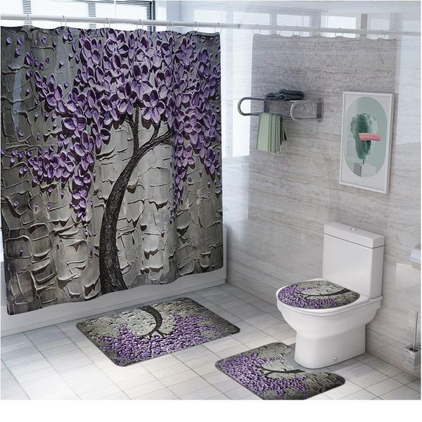 

blue butterfly print shower curtain 4 piece carpet cover toilet cover bath mat pad set bathroom curtain with 12 hooks ho bbyklu