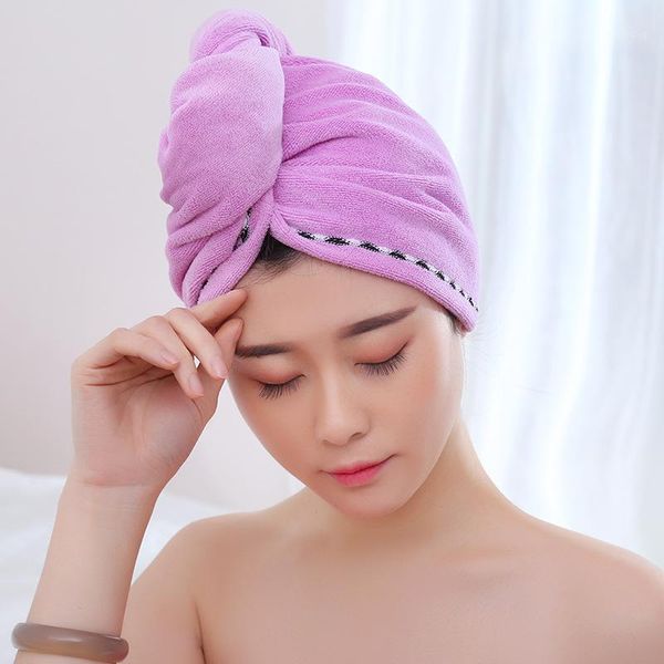 

2pcs hair dry towel microfiber wrapped bath cap quick drying shower towel with button ksi9991
