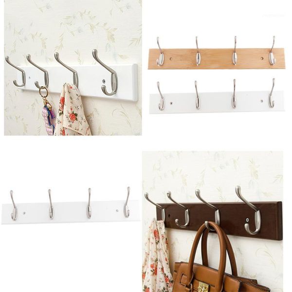 

hooks & rails wall mounted hook hanger rail door bathroom kitchen clothes heavy duty bar 4 for coat robe clothes1