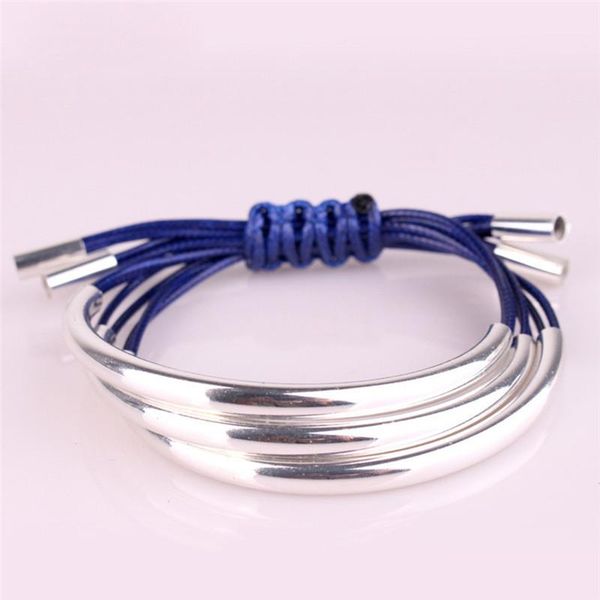 

charm bracelets pinksee copper three-layer pipe hand-woven adjustable multi-layer bracelet for women men friendship, Golden;silver