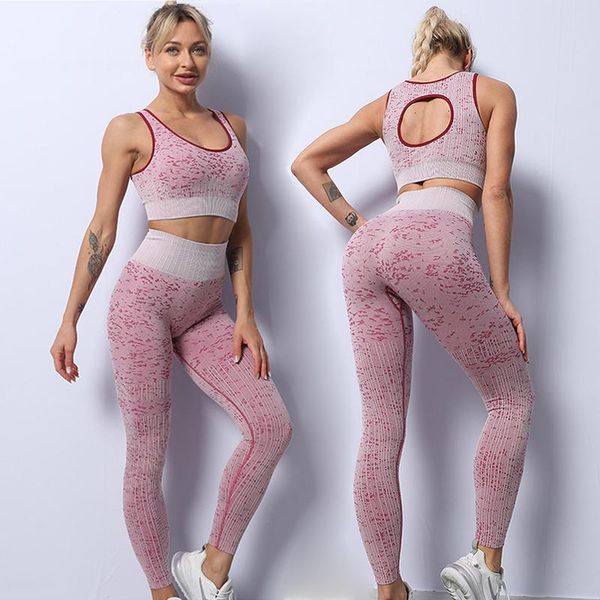 

новая камуфляжная бесшовная йога набор женщин тренировки одежда спортивные костюмы высокой талии тренажерный зал леггинсы + длинный рукав вы, White;red