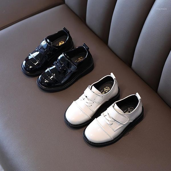 

flat shoes jy children' boys gentleman leather students party performance white black 373 26-35 tb021, Black;grey