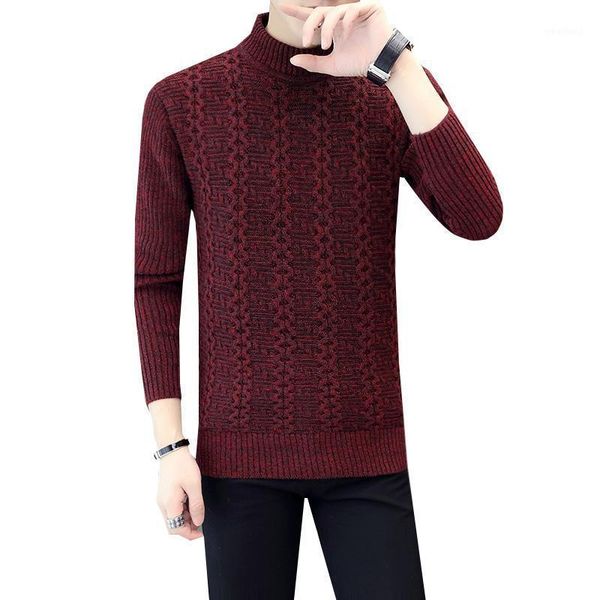 

2020 new autumn mens sweaters streetwear korea casual male turtleneck man's solid knitwear slim fit brand clothing sweater xxxl1, White;black