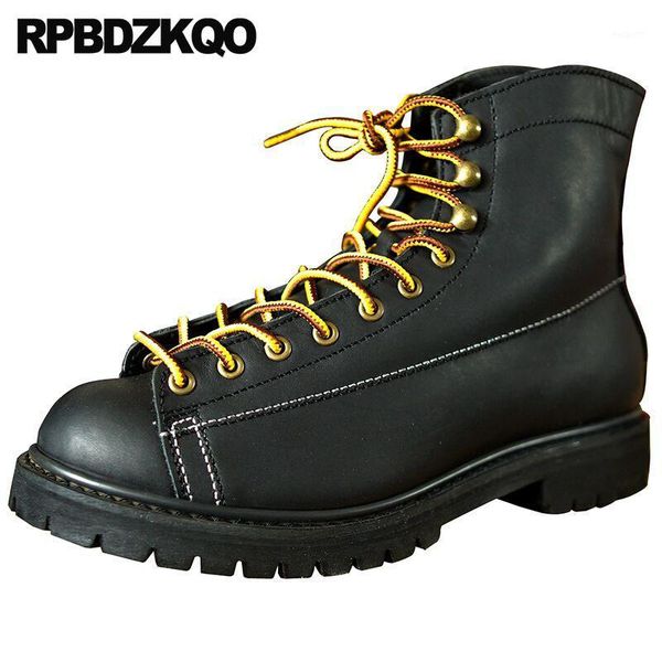 

boots ankle 2021 handmade work durable lace up genuine leather men designer black vintage full grain men's shoes working safety1