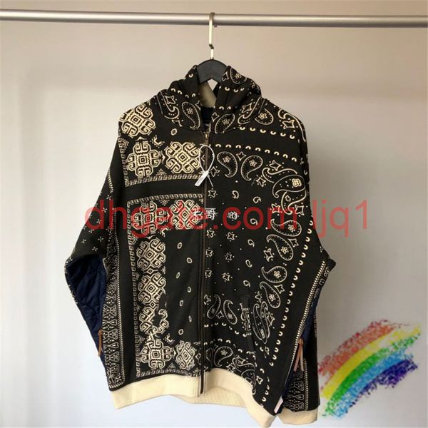 

2021fw flower printing hoodie men women 1 heavy fabric pullovers front back stitching sweatshirts, Black