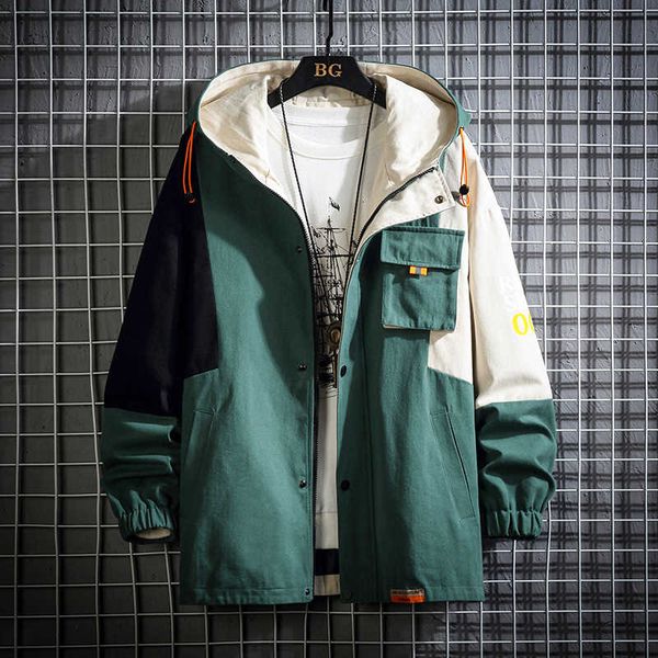 

2021 new men's spring design color matching jacket, Black;brown