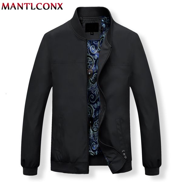 

mantlconx mens jackets spring casual coats solid color mens stand collar zipper jacket male bomber jacket men casual outerwear 201009, Black;brown