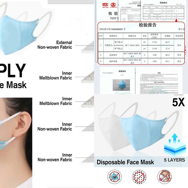

stock 5factory face disposable 5-layer original in mask anti pollution ear loop mouth facial 95% pm2.5 droplet filtrationtsvk