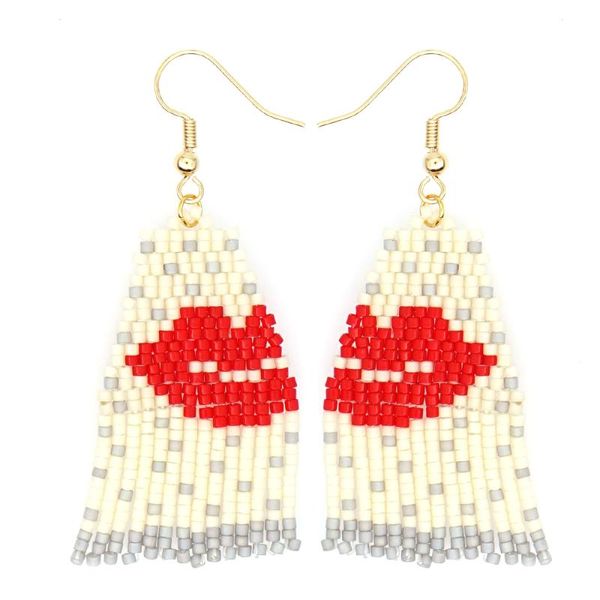 

go2boho miyuki tassel earrings lips earring jewellery women 2020 new fashion pendientes handmade woven glass bead jewelry, Golden;silver