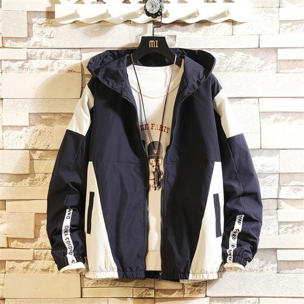 

autumn men's bomber jacket colorblock jacket fashion sportswear casual mens hip hop 2021 hooded male jackets streetwear, Black;brown