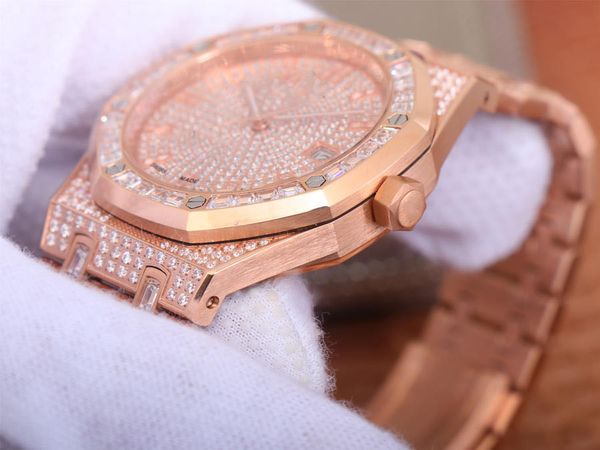 

the new 2021 new 3120 movement size 41mmx10mm designer watch watch automatic mechanical diamond watch set drill, Slivery;brown