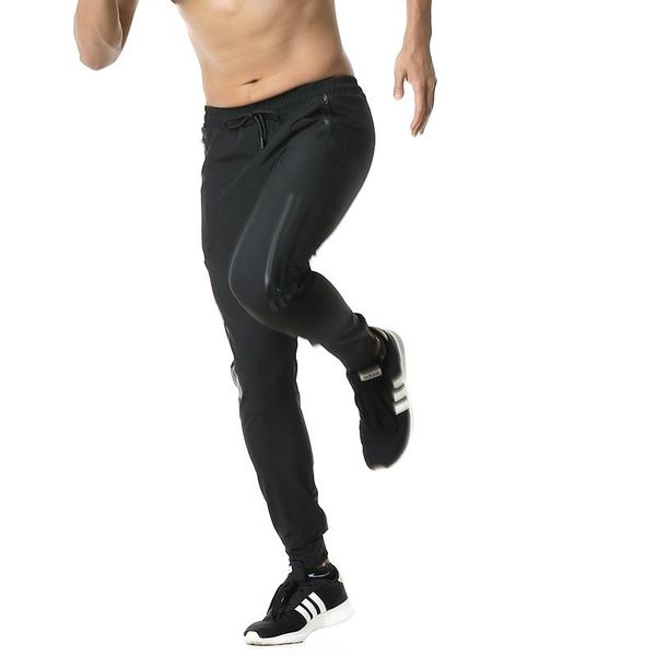 

running pants 2021 summer men sports workout football soccer training sport legging jogging gym trousers zipper, Black;blue