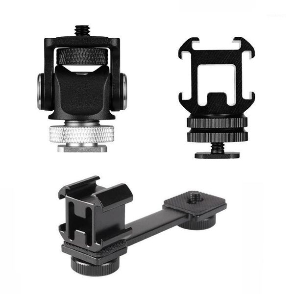 

triple shoe mount adapter flash microphone bracket holder for smooth 4 dji osmo pocket video camera gimbal flash accessories1