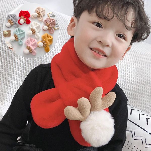 

scarves christmas reindeer fur scarf neckerchief warm collar children kids cute lovely artificial wool winter anti-cold plush, Blue;gray