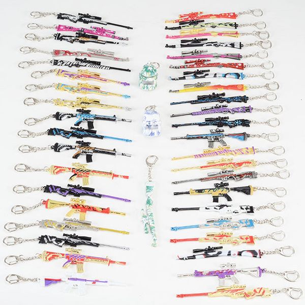 

weapon wholesale jedi survival peace elite ring model 98k skin awm eat chicken gun metal key chain gift pendant, Silver