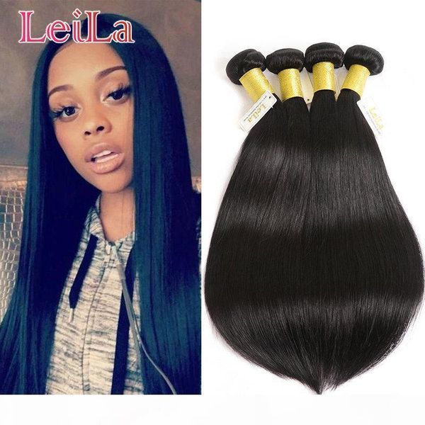 

peruvian 100% unprocessed human hair bundles 8-30inch silky straight hair 4 bundles straight peruvian hair extensions dhl, Black