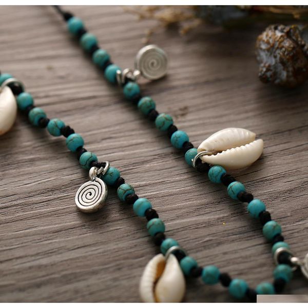 

s1404 bohemia fashion jewelry shell charms anklet chain anklet handmade sqcpio dh_seller2010, Red;blue