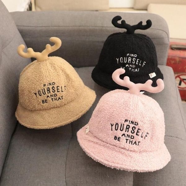 

cloches kid baby boy girl hooded elk letters caps hat winter warm cap