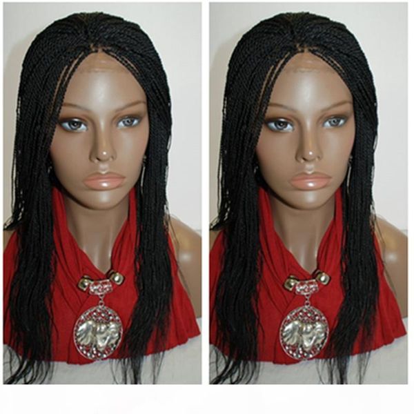

stock10-30inches long synthetic lace front wig heat resistant braided lace wig kinky havana twist wig african american women, Black