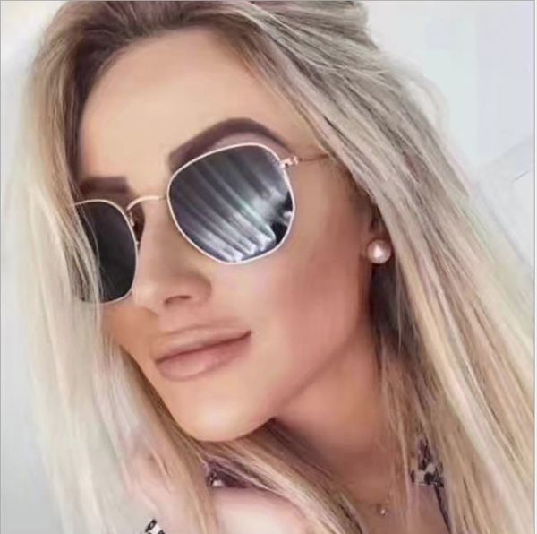 

new trendy new metal frame polygonal sunglasses european and american trend small frame colorful mercury ocean sunglasses wholesale, White;black