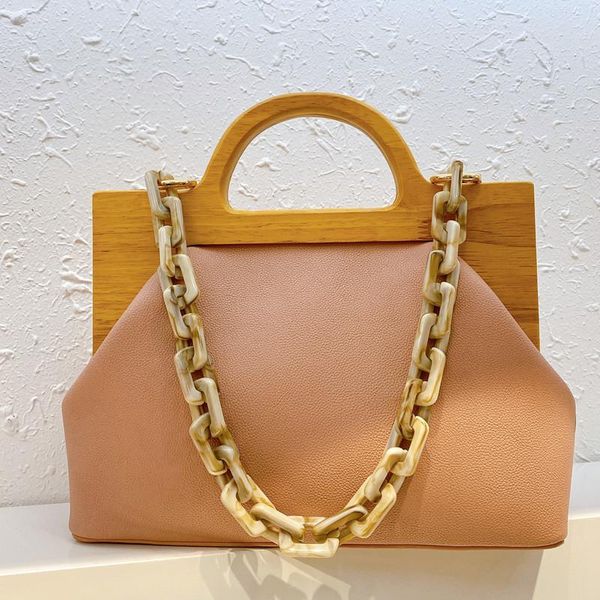 

wooden clip shell women handbags designer crossbody shoulder bags luxury acrylic chain clutch bag small purses lady