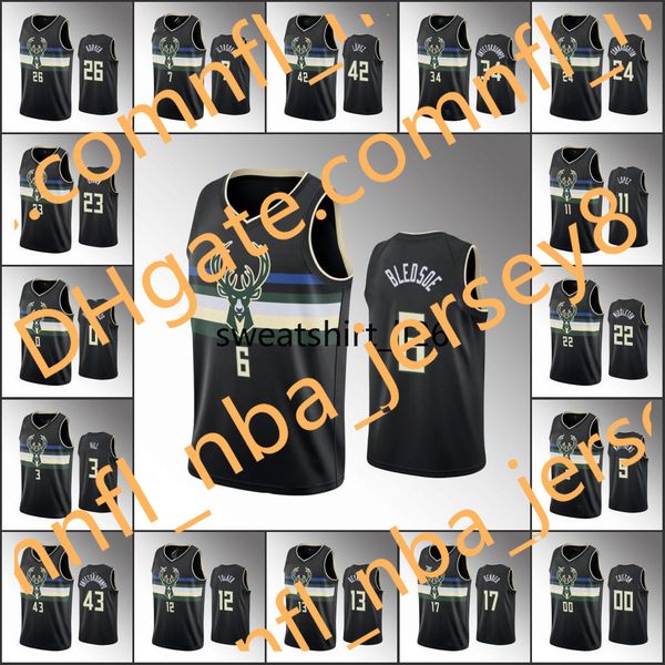 

men giannis antetokounmpo khris milwaukee nba middleton eric bledsoe nba black 2020 statement bucks custom jersey, Black;red