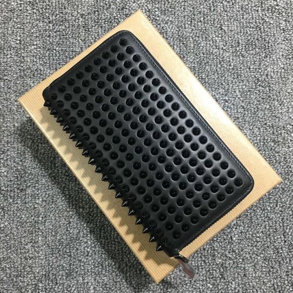 

genuine leather men and women long wallet multicolor coin purse card holder with box classic zipper bags pocke wallets, Red;black