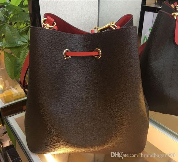 

classic handbags neo noe shoulder bags noé leather bucket bag women flower printing crossbody bag purse ing, Black;red