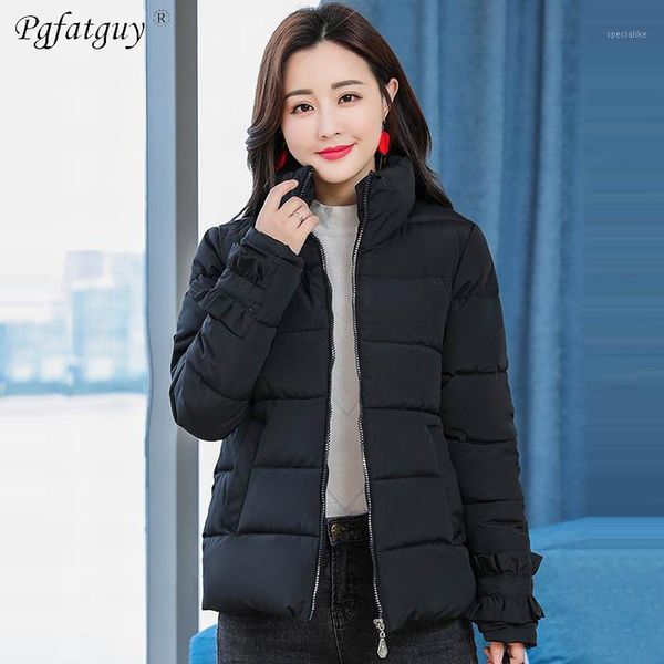 

2018 women winter jacket short down cotton padded coat autumn jaquata feminina inverno pink parka stand collar plus size l-xxxl1, Black