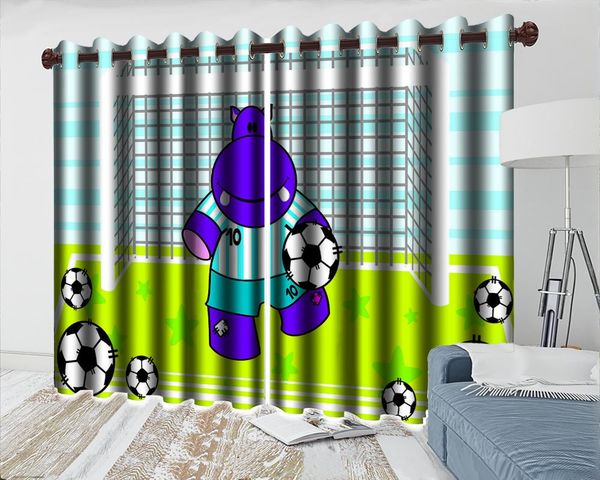 

curtain & drapes 3d cartoon animal modern kicking hippo beautiuful window