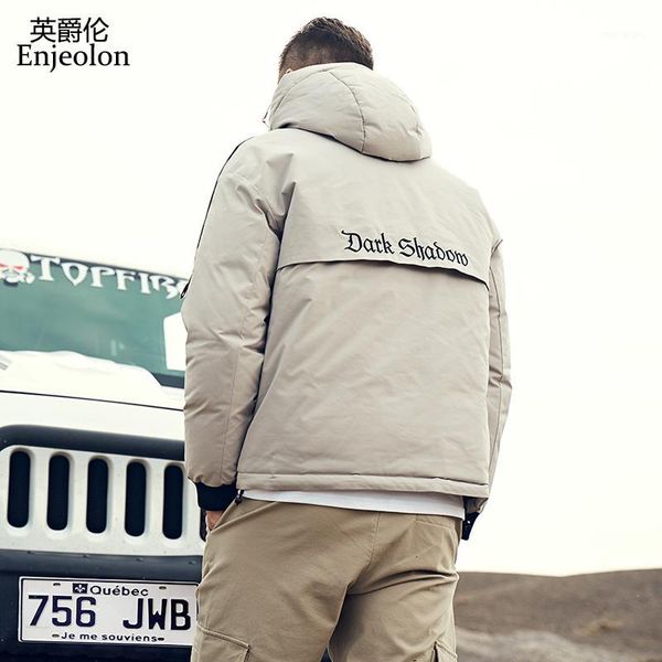 

enjeolon 2019 new winter jacket windproof male thick black fashion men's parkas casual man hooded coats yr9261