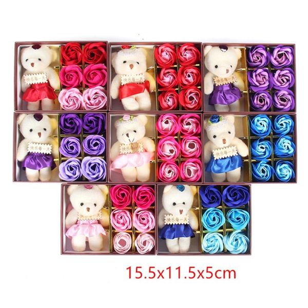 

originality soap flower lovely bear rose box never withering fashion woman man soap flowers valentines day gift 4gc k2