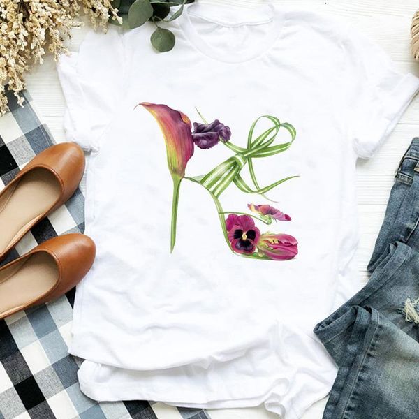 

women lady floral camisas mujer beach holiday cute print ladies t tee womens shirt clothes tshirt female graphic t-shirt, White