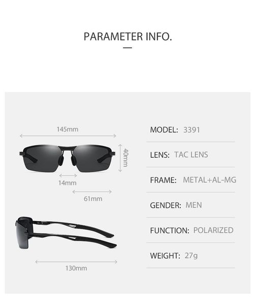 

New Men's Sunglasses Aluminum Magnesium Half Frame Polarizer Driver's, White;black