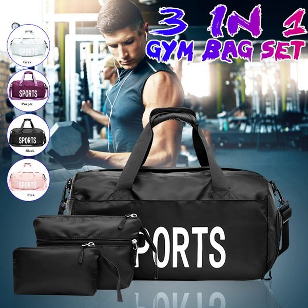 3 pezzi borse da palestra impermeabili per uomo donna borsa da allenamento fitness viaggio sac de sport sport all'aria aperta nuotare borsa yoga con scarpe stoccaggio Q0113
