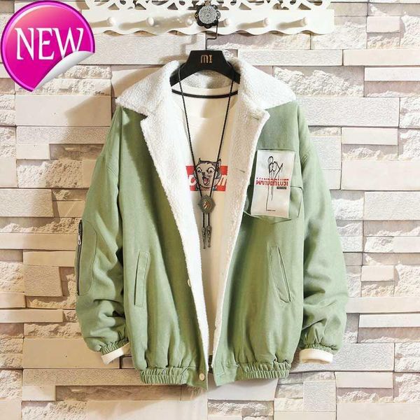 

and 2020 original winter new pattern trend down cotton-padded clothes harbor wind pure color loose thickened casual coat1, Black