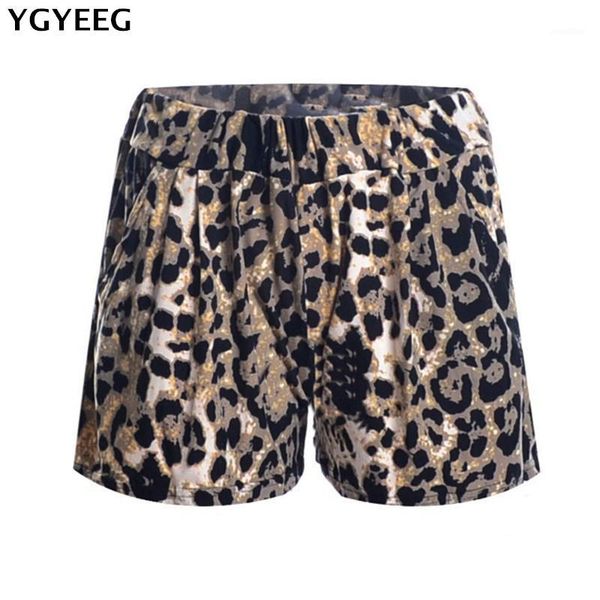 

ygyeeg summer fashion women leopard printed shorts female stretchy elastic waist shorts plus size mid waist short trousers1, White;black