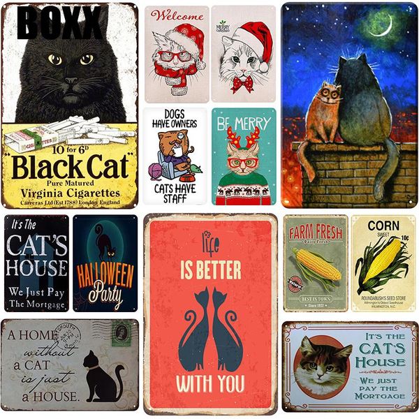 

cats plaque metal vintage tin sign pin up shabby chic decor metal signs vintage bar decoration metal poster pub room wall plate