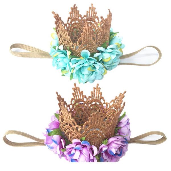 

wholesale girl lace crown headband gold crown tiara hair band princess newborn silk flower crown hairband accessory pho qyllwq